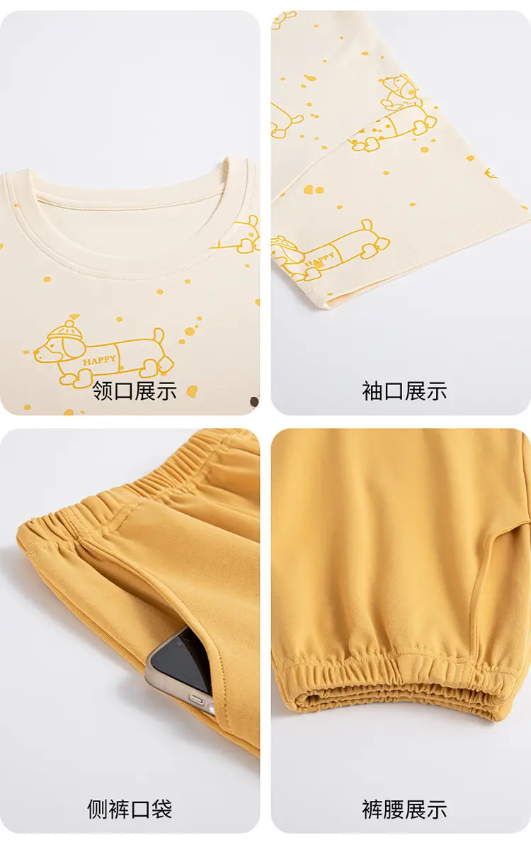 Comes with Chest Pad Pure Cotton Pajamas Summer Women's Short-sleeved Shorts Casual suit Korean-style Carmable Outwear Home Clothes — feature 10