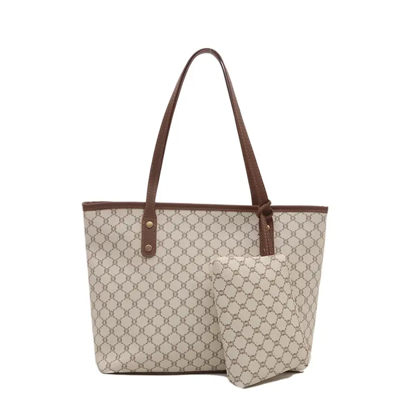 Women's Brown White Pattern Crossbody Bag Large Capacity - Image 2