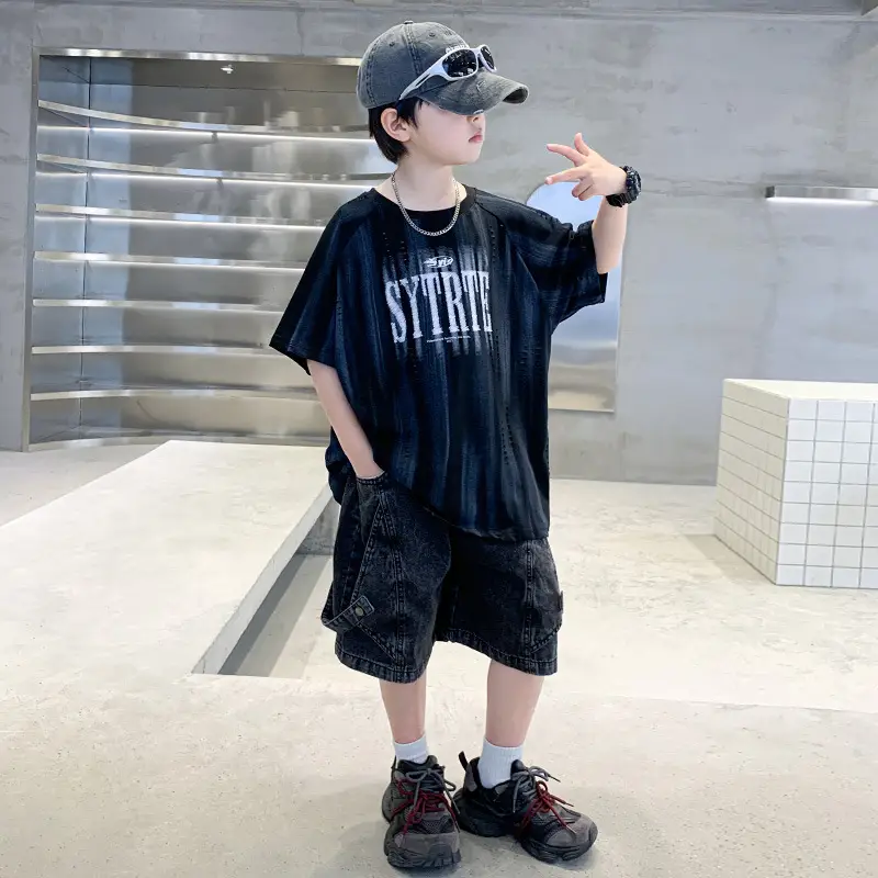 Summer Boys Denim Shorts & T-Shirt Set — feature 2