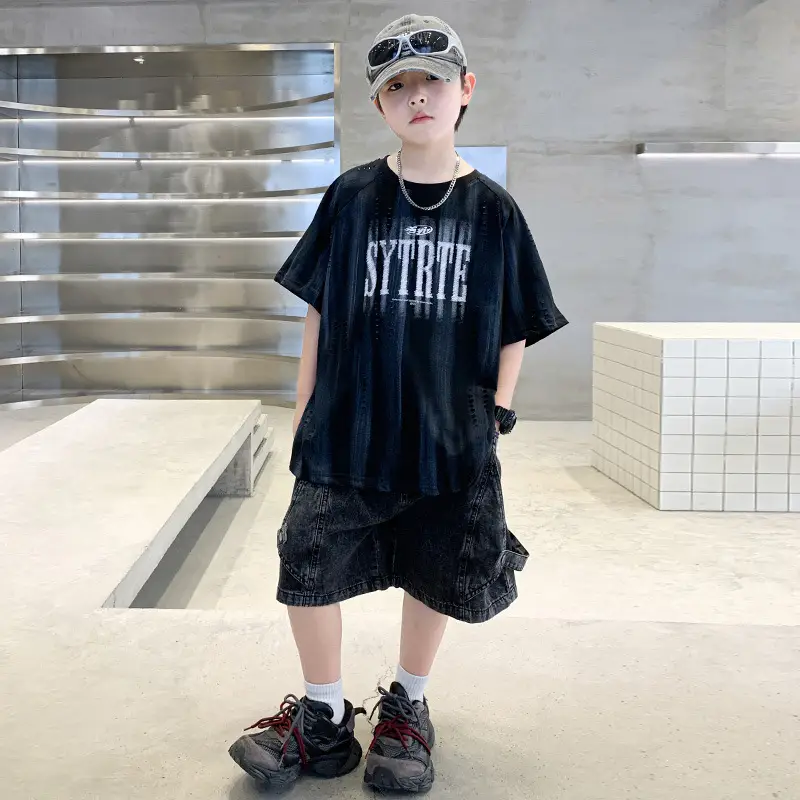 Summer Boys Denim Shorts & T-Shirt Set — feature 3