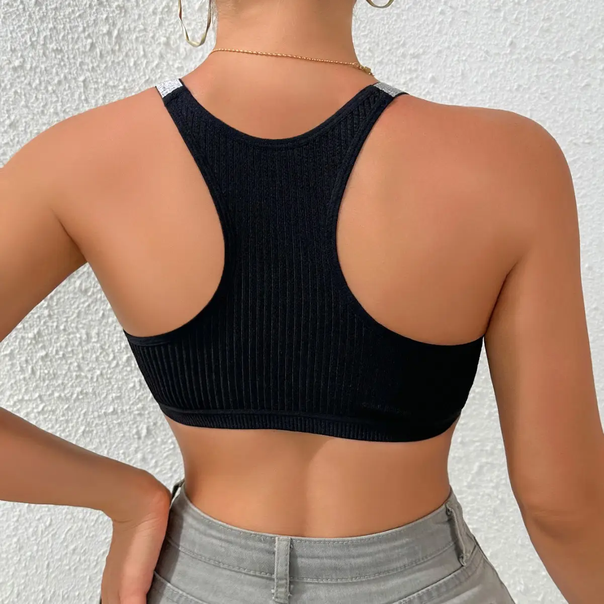 Black Navel-Exposed Underwear for Women Small