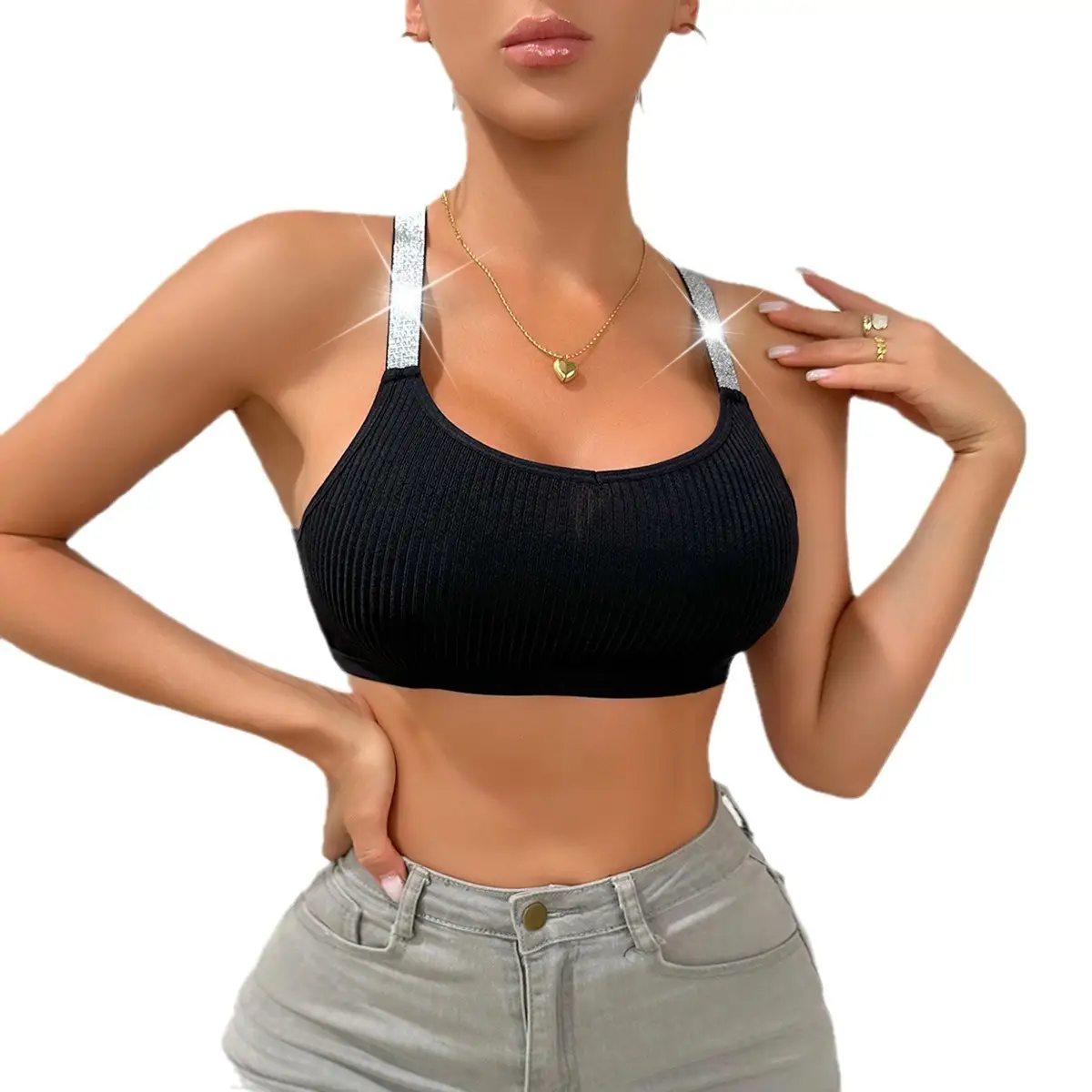 Black Navel-Exposed Underwear for Women Small