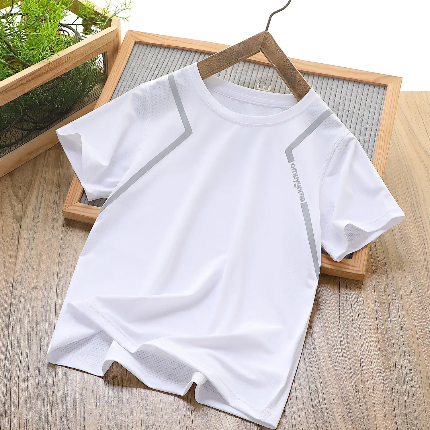 Boys Ice Silk T-Shirt Blue Round Neck Short Sleeve — feature 13