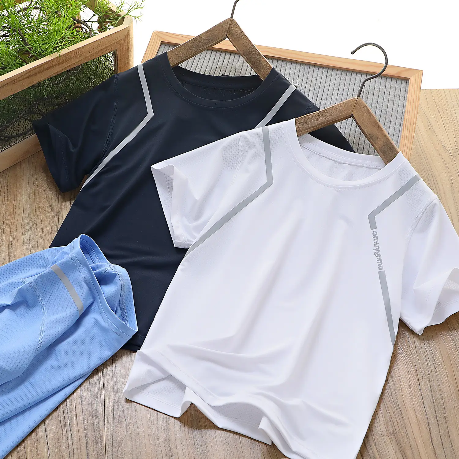 Boys Ice Silk T-Shirt Blue Round Neck Short Sleeve — feature 15