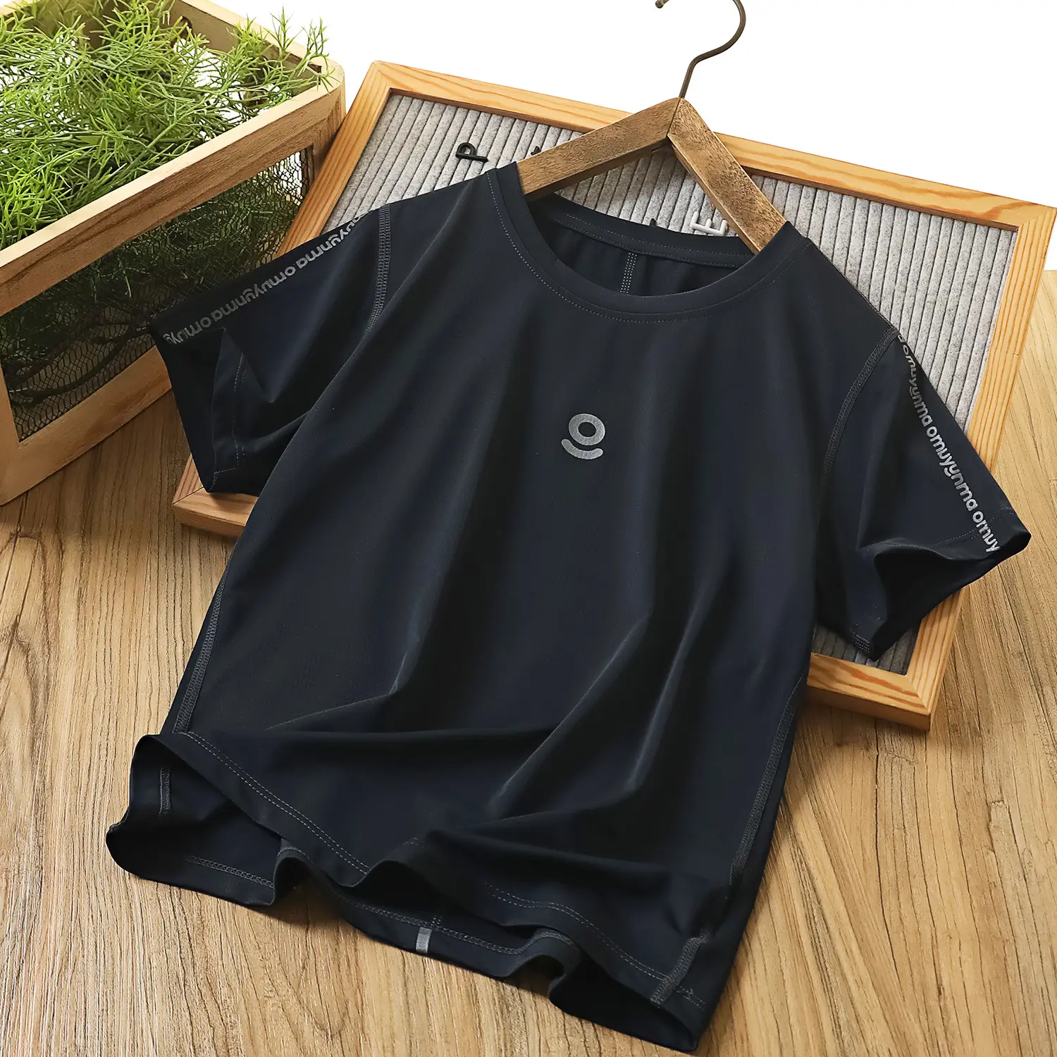 Boys Ice Silk T-Shirt Blue Round Neck Short Sleeve - Image 4