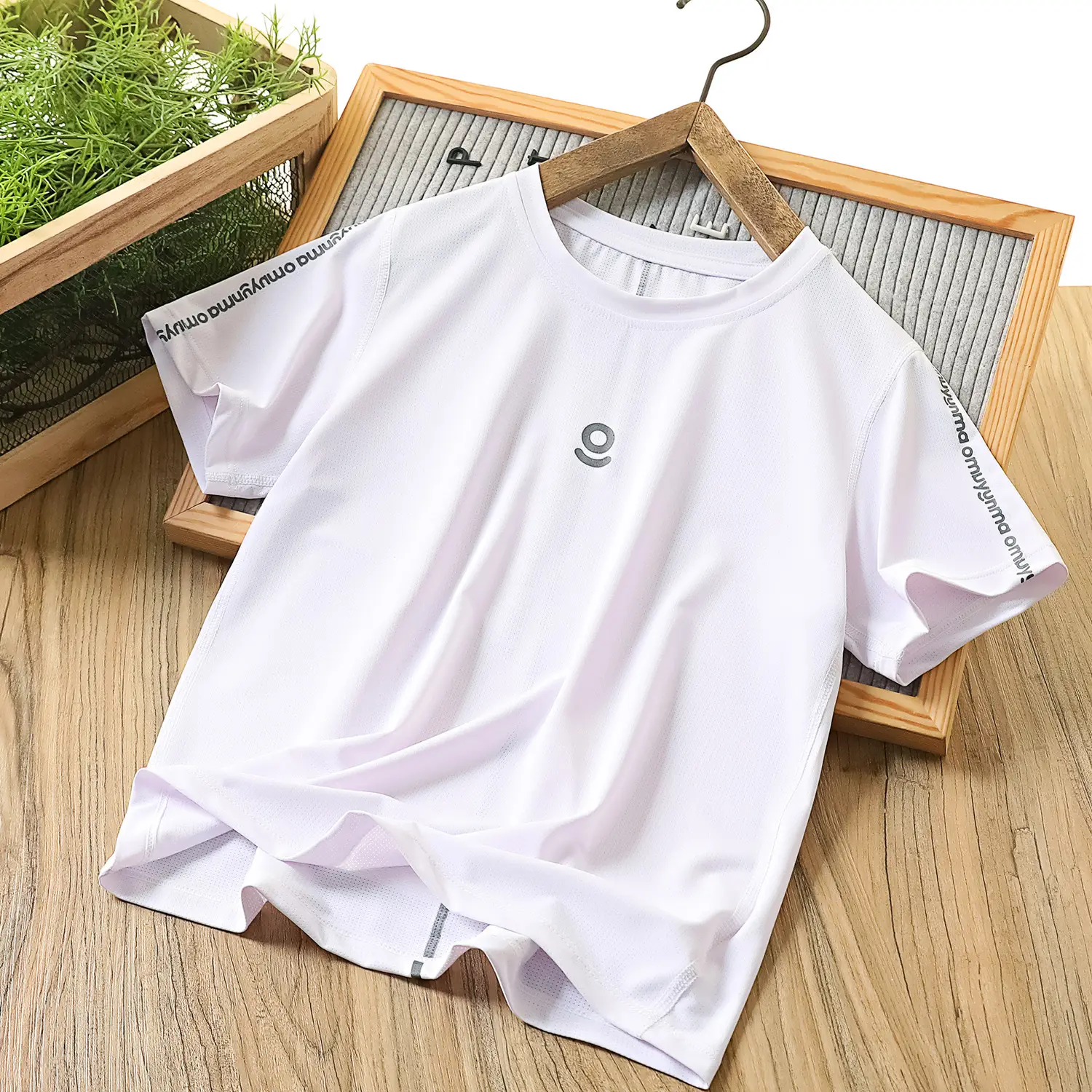 Boys Ice Silk T-Shirt Blue Round Neck Short Sleeve - Image 5