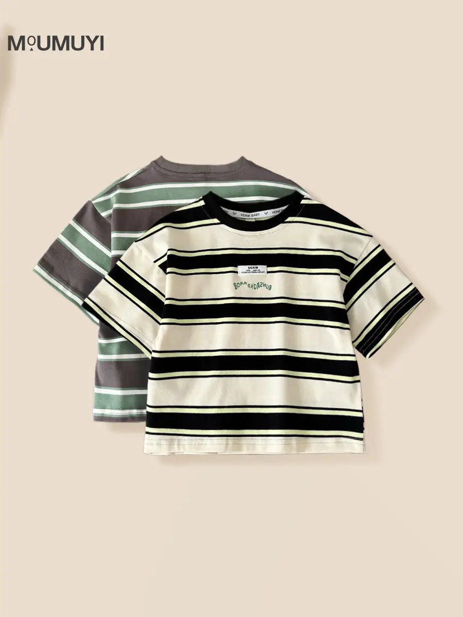 Boys Striped Cotton T-Shirt 2025 Summer - Image 3