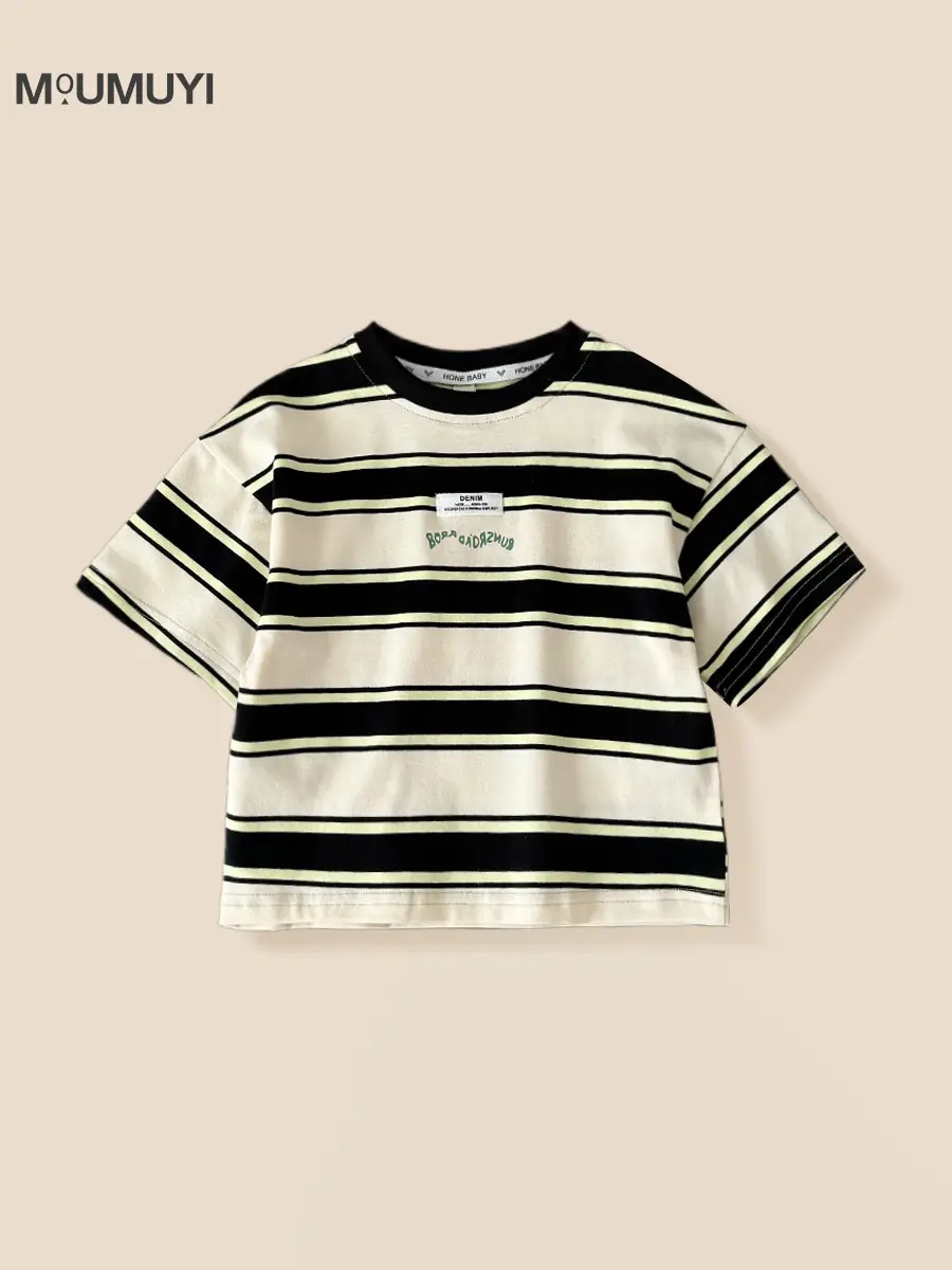 Boys Striped Cotton T-Shirt 2025 Summer - Image 4