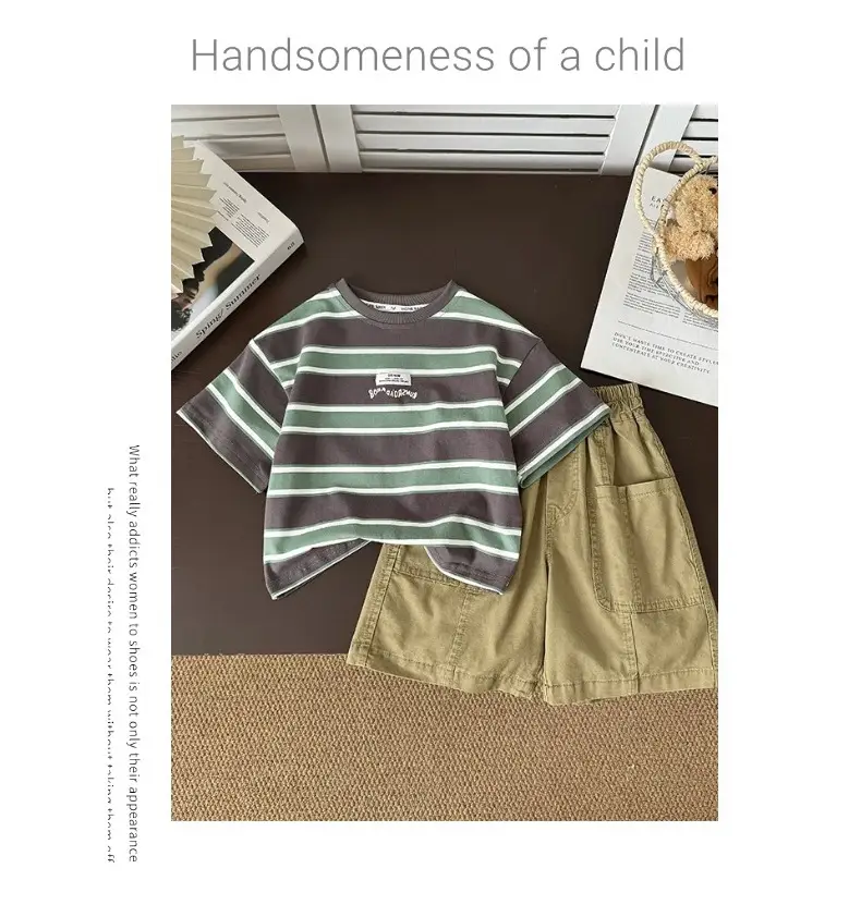 Boys Striped Cotton T-Shirt 2025 Summer — feature 10