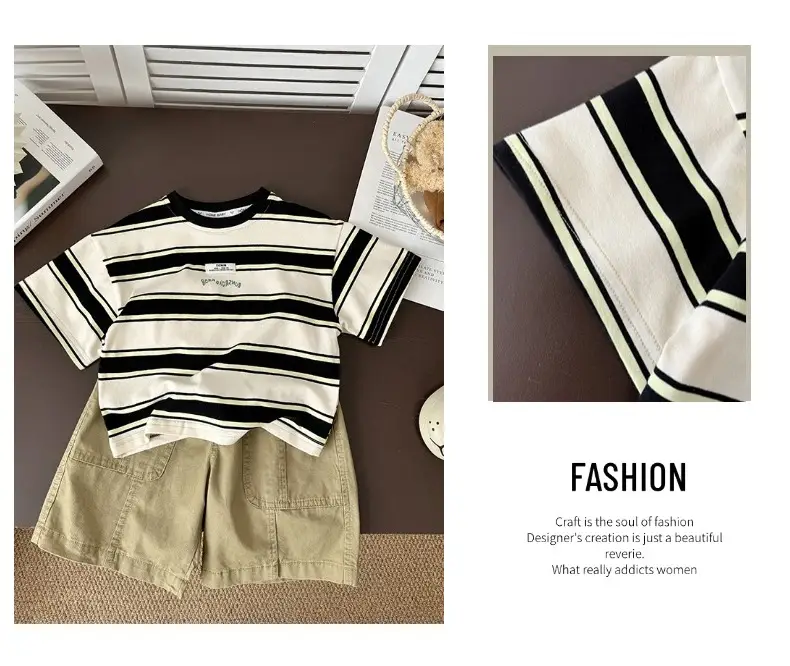 Boys Striped Cotton T-Shirt 2025 Summer — feature 11