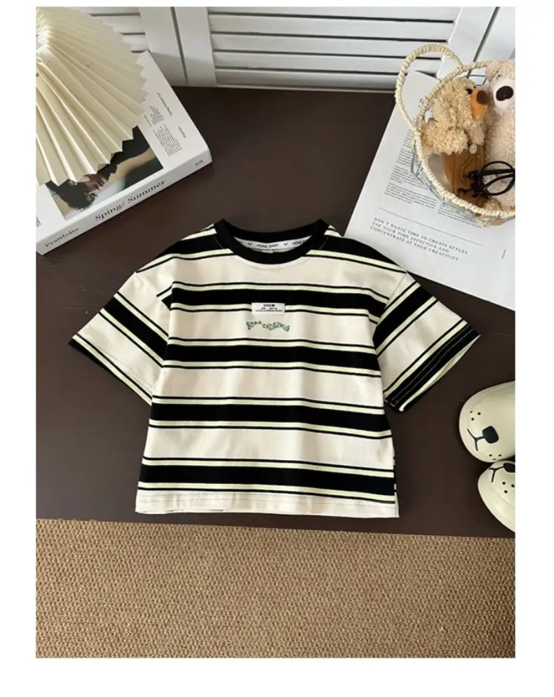 Boys Striped Cotton T-Shirt 2025 Summer — feature 13