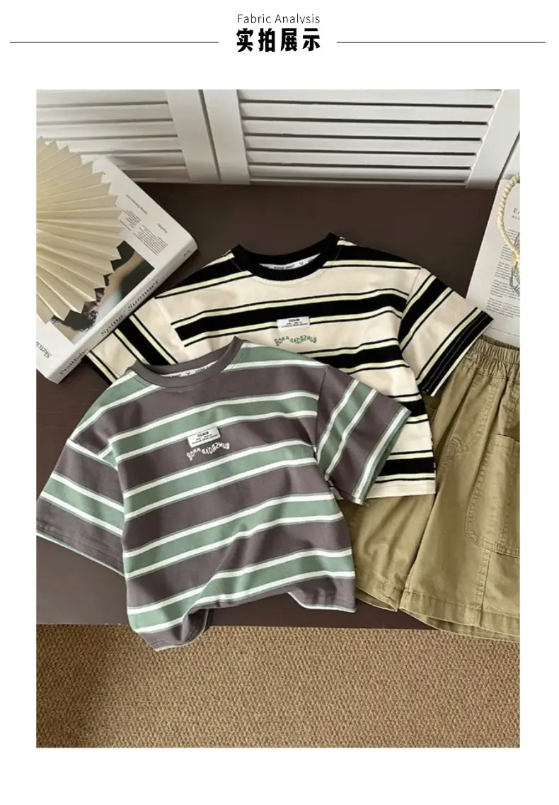Boys Striped Cotton T-Shirt 2025 Summer — feature 9
