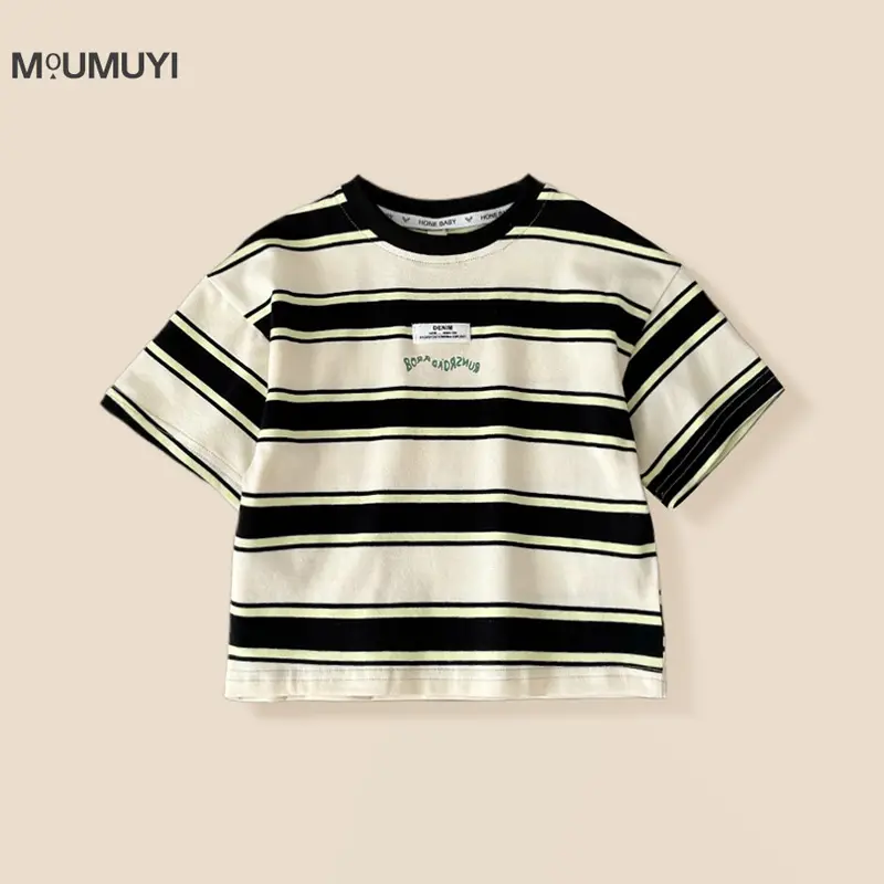 Boys Striped Cotton T-Shirt 2025 Summer - Image 2