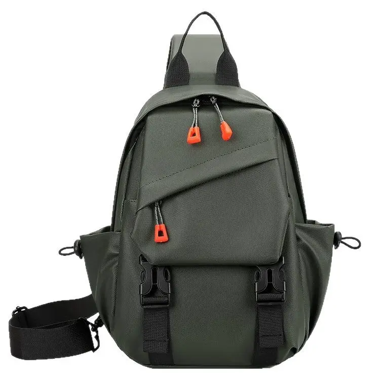Men's Grey Shoulder Crossbody Backpack with Red Zippers - Image 7