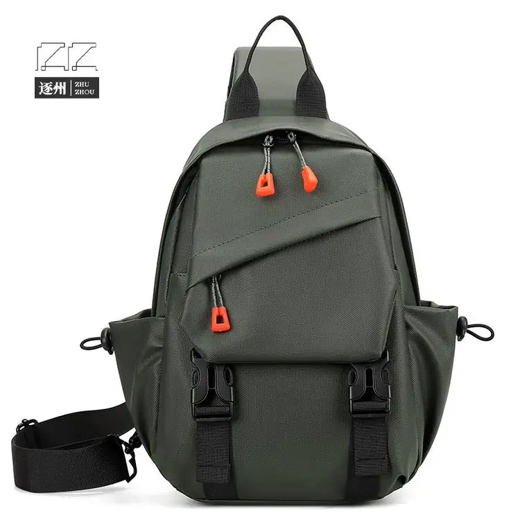 Men's Grey Shoulder Crossbody Backpack with Red Zippers - Image 2