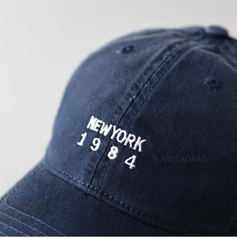 Black Korean Style Baseball Cap with "NEW YORK 1984" Embroidery — feature 15