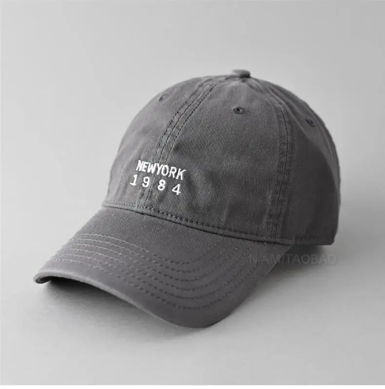 Black Korean Style Baseball Cap with "NEW YORK 1984" Embroidery — feature 4