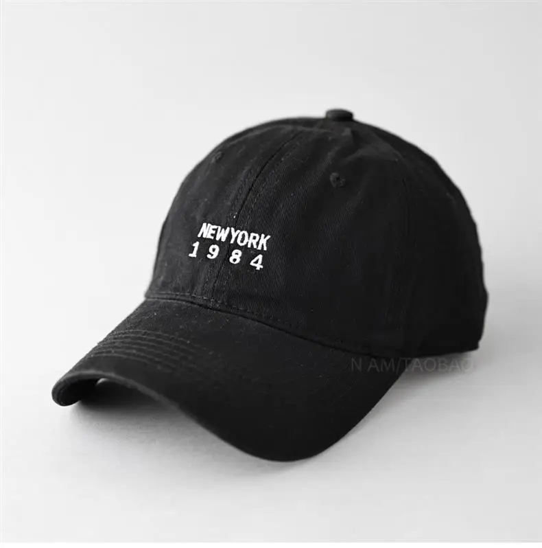 Black Korean Style Baseball Cap with "NEW YORK 1984" Embroidery — feature 5