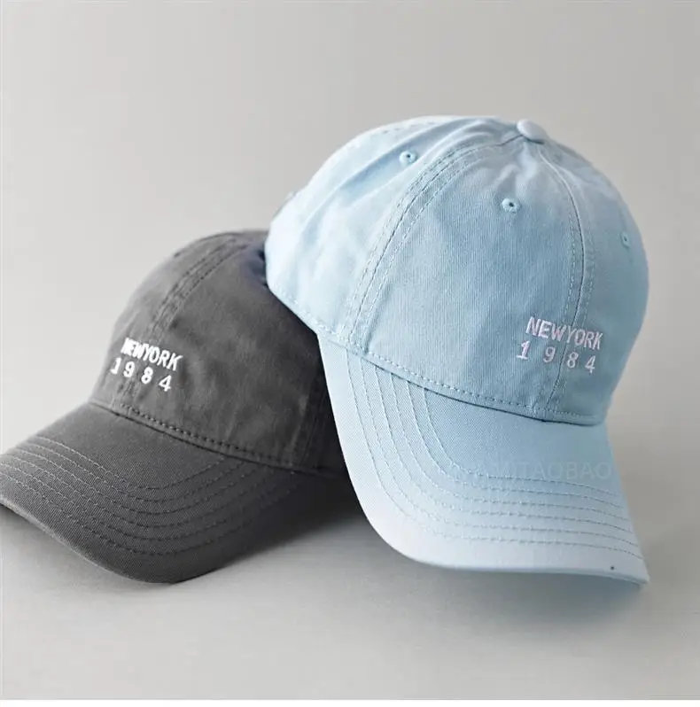 Black Korean Style Baseball Cap with "NEW YORK 1984" Embroidery — feature 9