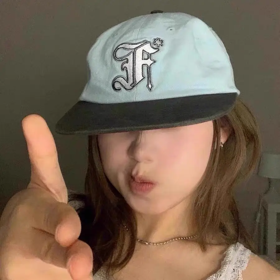 South Korea Letter Embroidered Cap for Men Women Pink Brown