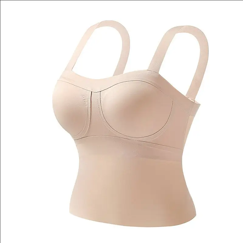 Women's Beige Anti-Sagging Bra with Wide Strap - Image 9