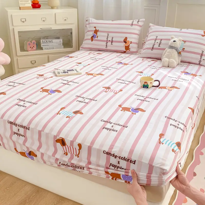Class A maternal and infant grade pure cotton bed hat three-piece set solid color wash cotton nude bed cover bed sheet all-inclusive mattress protection cover