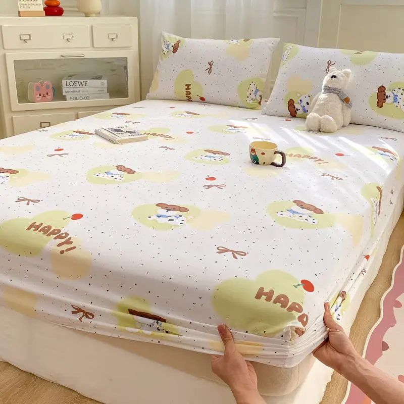 Class A maternal and infant grade pure cotton bed hat three-piece set solid color wash cotton nude bed cover bed sheet all-inclusive mattress protection cover