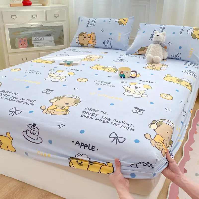 Class A maternal and infant grade pure cotton bed hat three-piece set solid color wash cotton nude bed cover bed sheet all-inclusive mattress protection cover