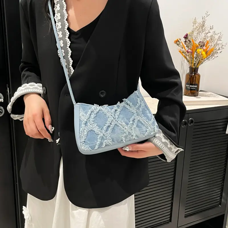 Rhomboid Denim Crossbody Bag Women 2025 - Image 6