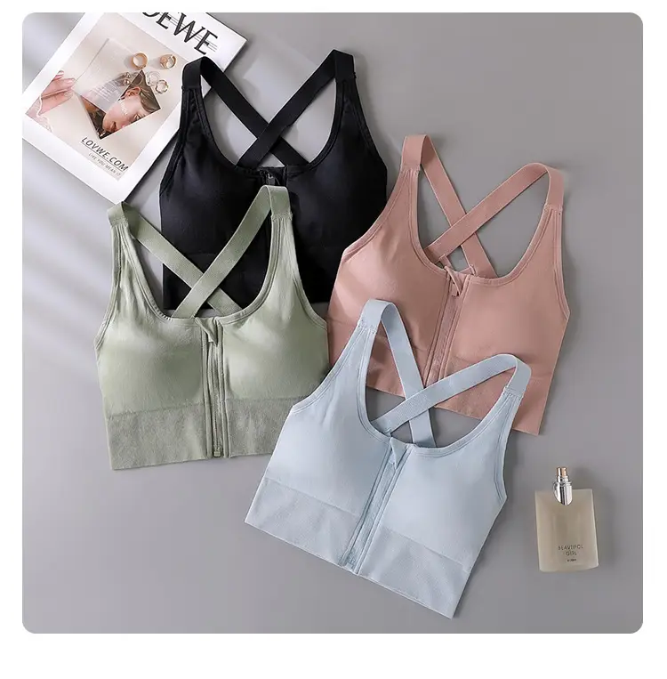 Front Zipper Plus Size Sports Bra with Zip Closure — feature 13