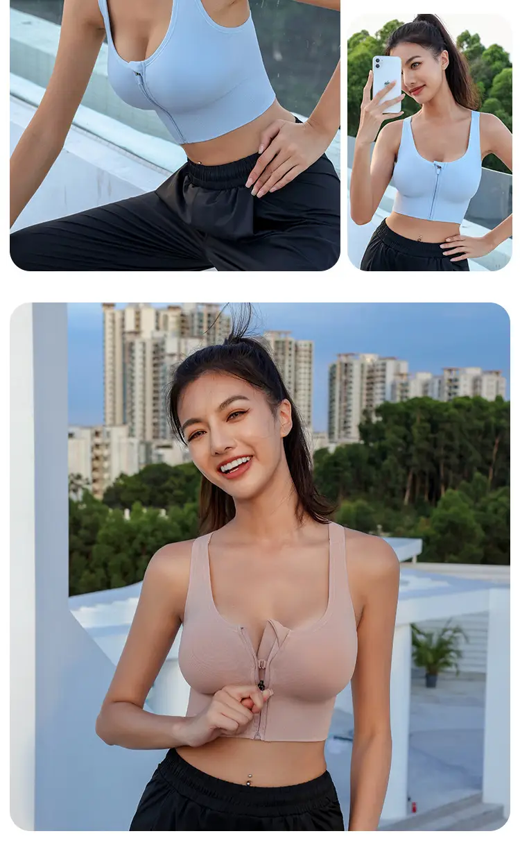 Front Zipper Plus Size Sports Bra with Zip Closure — feature 15