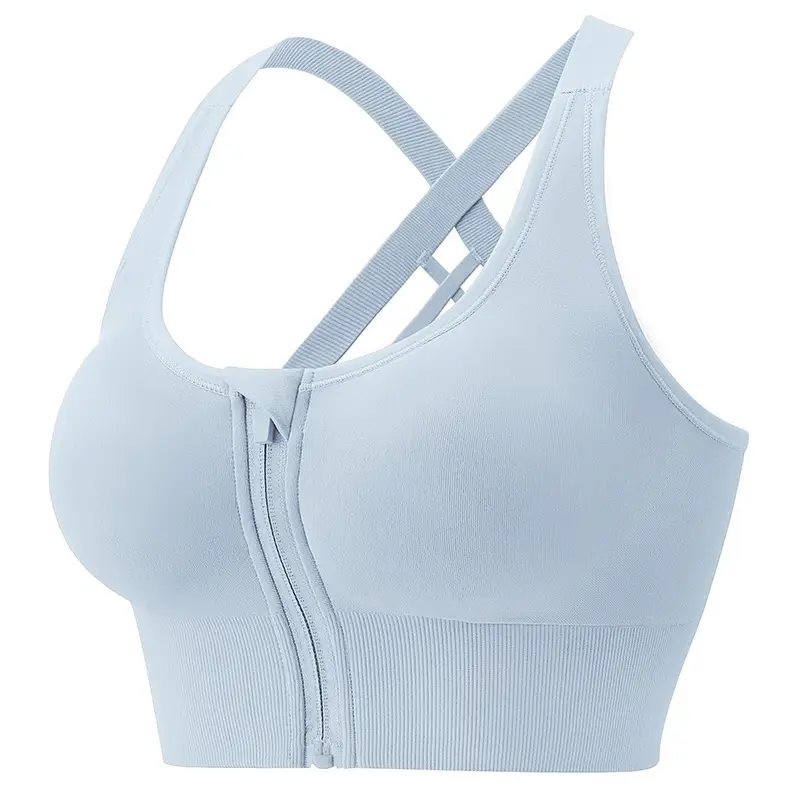 Front Zipper Plus Size Sports Bra with Zip Closure - Image 2
