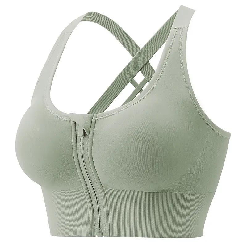 Front Zipper Plus Size Sports Bra with Zip Closure - Image 3