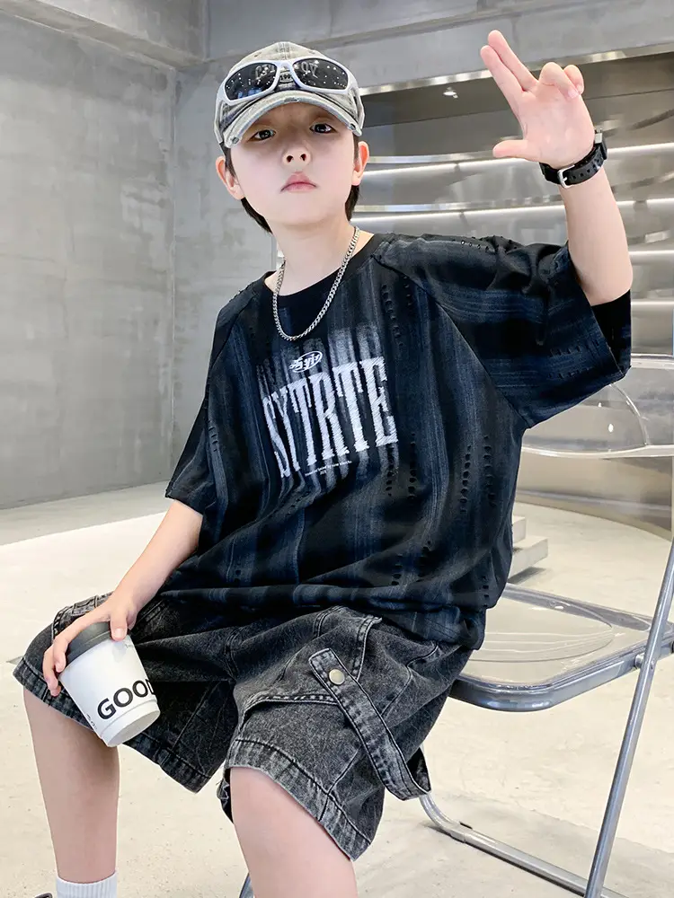 Summer Boys T-shirt Black Graphic Half Sleeve Kids Wear - Image 7