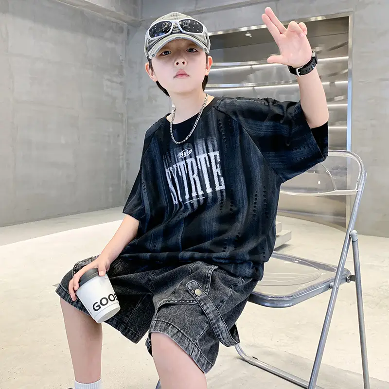 Summer Boys T-shirt Black Graphic Half Sleeve Kids Wear — feature 10