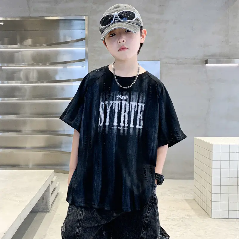 Summer Boys T-shirt Black Graphic Half Sleeve Kids Wear — feature 2