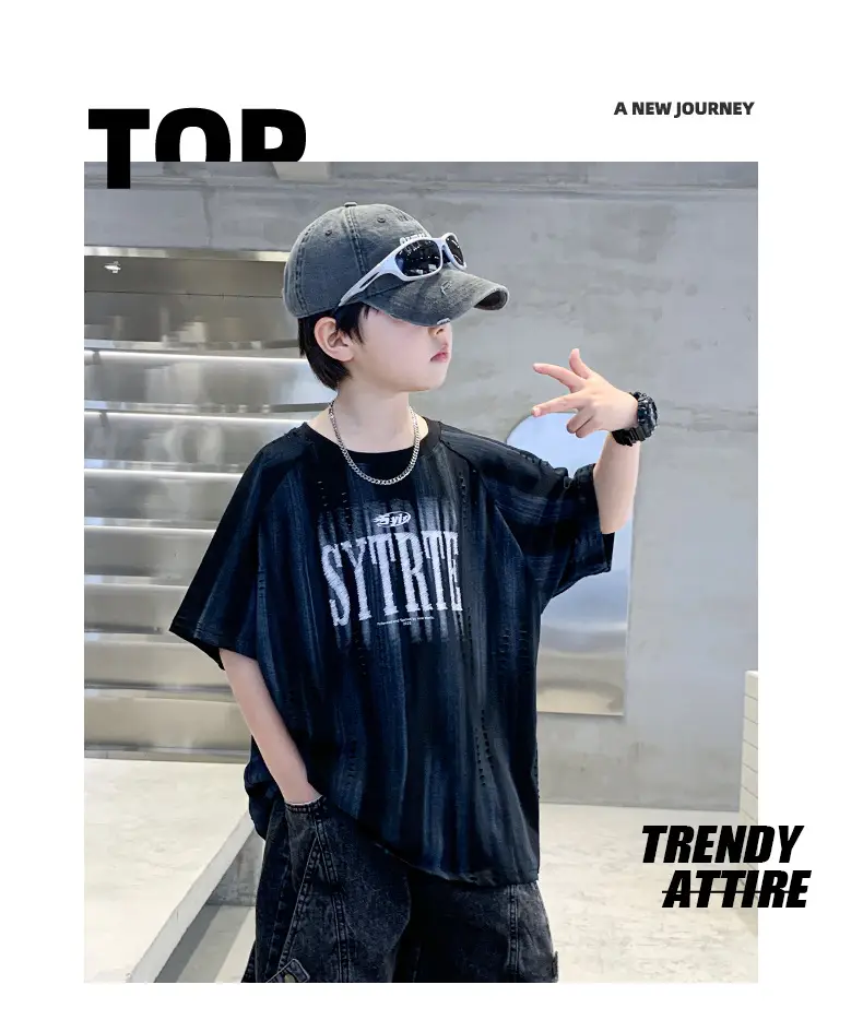 Summer Boys T-shirt Black Graphic Half Sleeve Kids Wear — feature 20