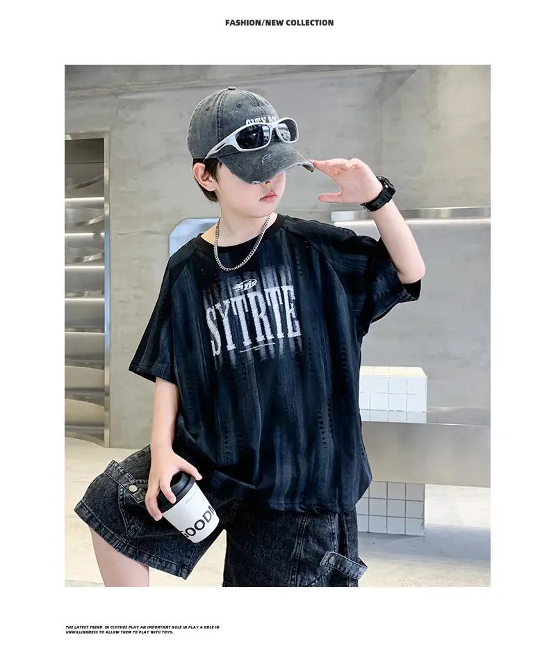 Summer Boys T-shirt Black Graphic Half Sleeve Kids Wear — feature 23