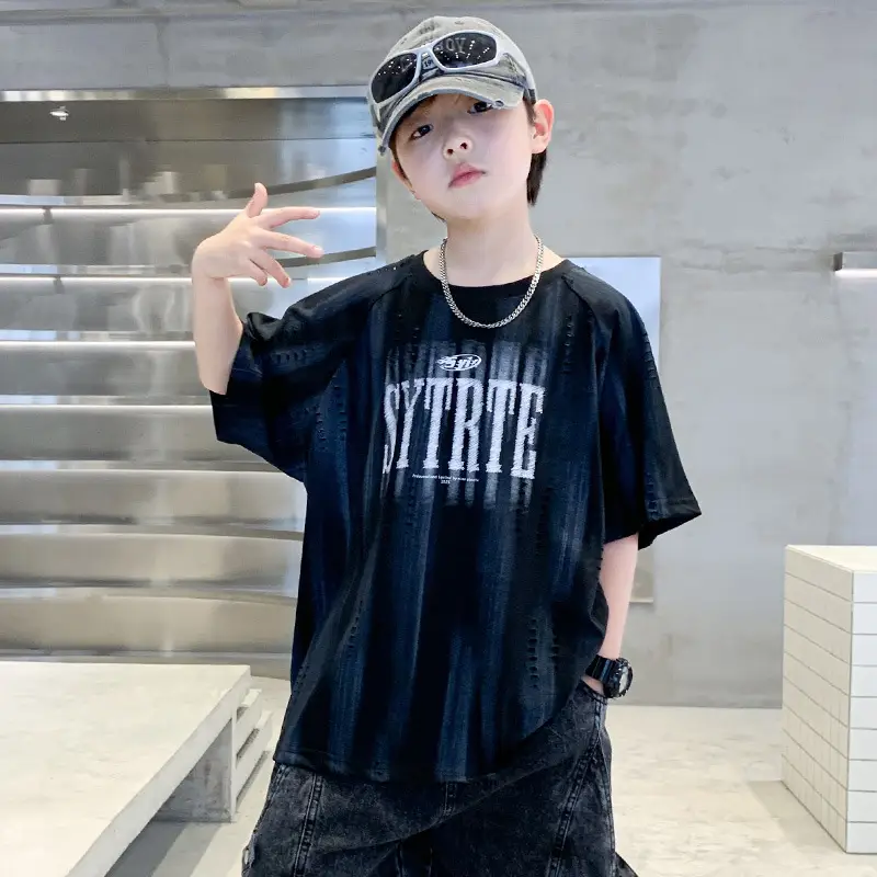 Summer Boys T-shirt Black Graphic Half Sleeve Kids Wear — feature 6