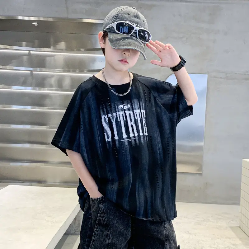 Summer Boys T-shirt Black Graphic Half Sleeve Kids Wear — feature 7