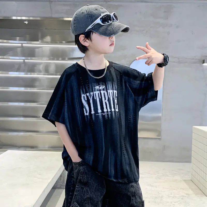 Summer Boys T-shirt Black Graphic Half Sleeve Kids Wear — feature 8