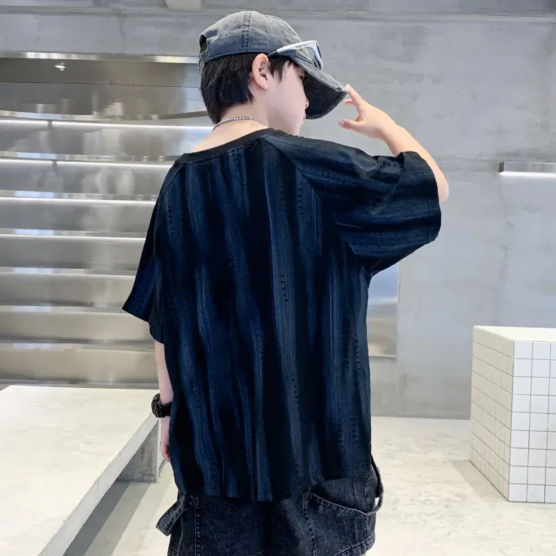 Summer Boys T-shirt Black Graphic Half Sleeve Kids Wear — feature 9