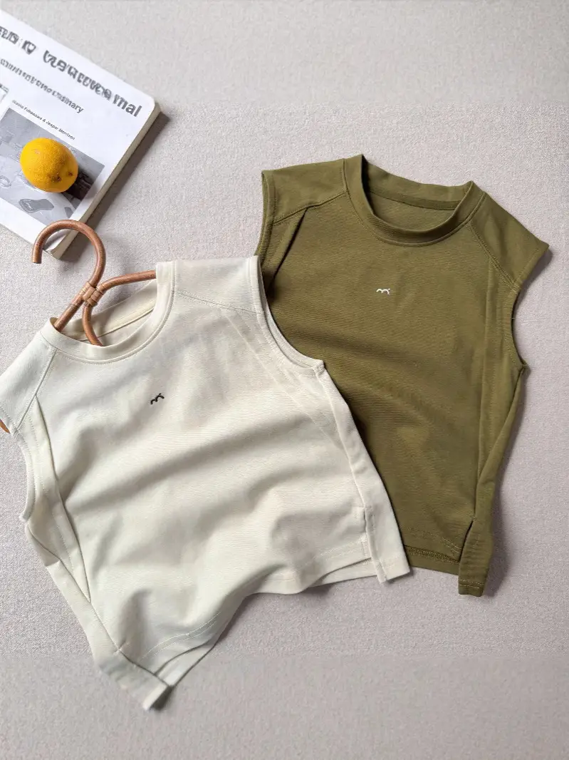 Boys Sleeveless T-Shirt Olive Green New Split Crewneck Small - Image 6
