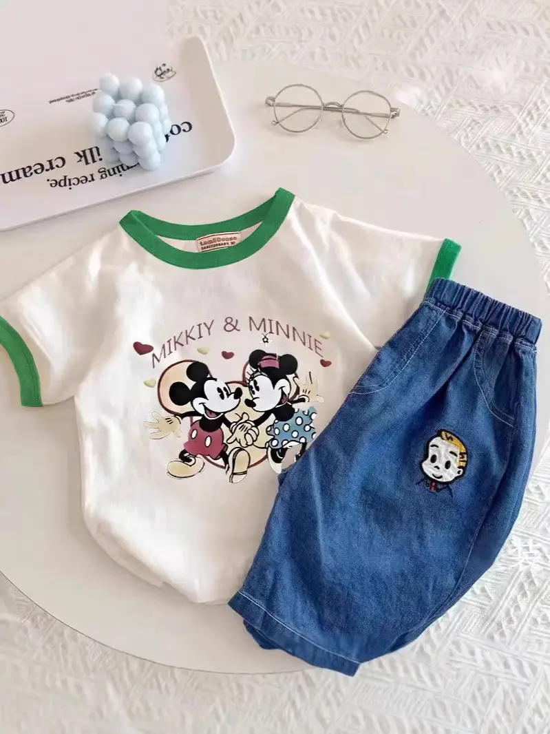 Girls Minnie Mouse Cotton T-Shirt White Black Summer Wear - Image 14