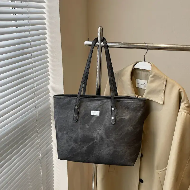 Light Grey Women's Shoulder Bag with Cute Charm
