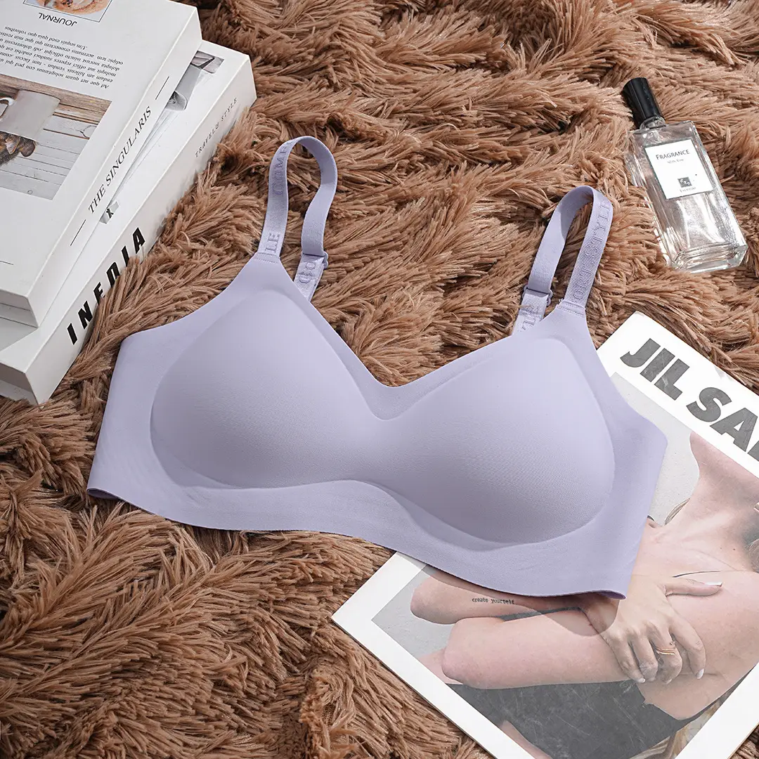 Super Soft Tight Jelly Anti-gravity Litching Underwear Women's Traceless Letter Small Chest Push-up Bra suit — feature 24