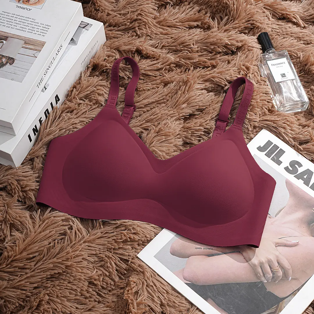 Super Soft Tight Jelly Anti-gravity Litching Underwear Women's Traceless Letter Small Chest Push-up Bra suit — feature 26