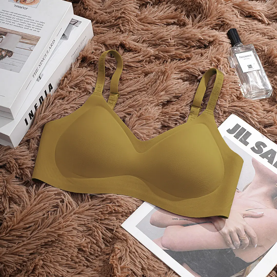 Super Soft Tight Jelly Anti-gravity Litching Underwear Women's Traceless Letter Small Chest Push-up Bra suit