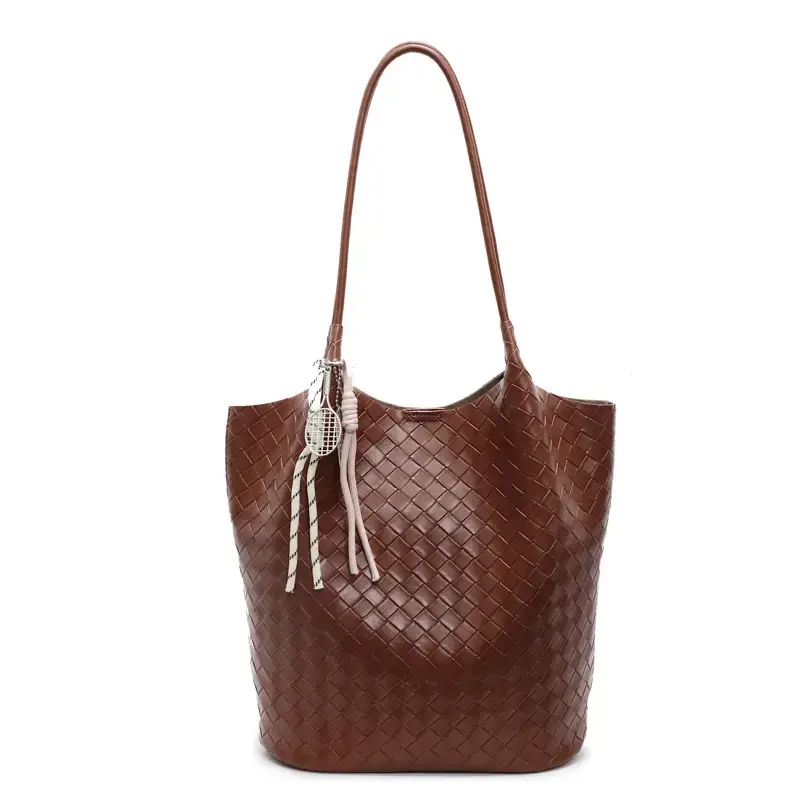 Women's Woven Shoulder Bag with Zip Pocket 2025 Summer - Image 5