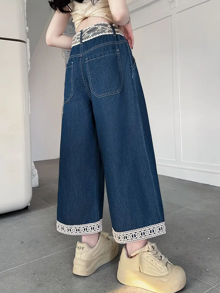 Girls Wide Leg Jeans with Lace Belt 2025 - Image 5